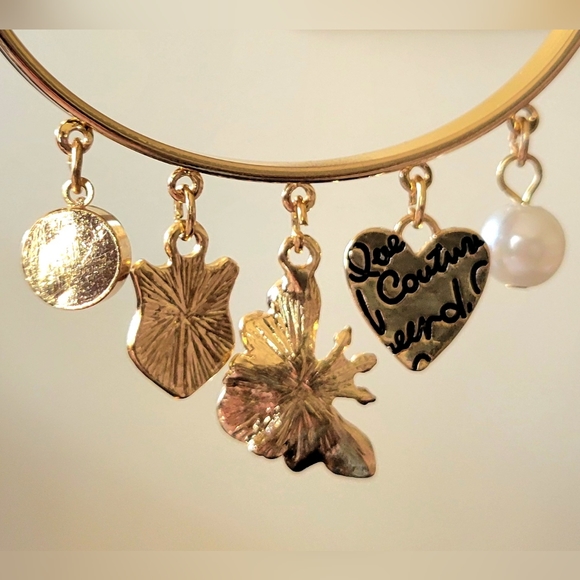 JUICY COUTURE Rose Gold Bangle Charm Bracelet - Heart Bee NWT - Picture 7 of 7